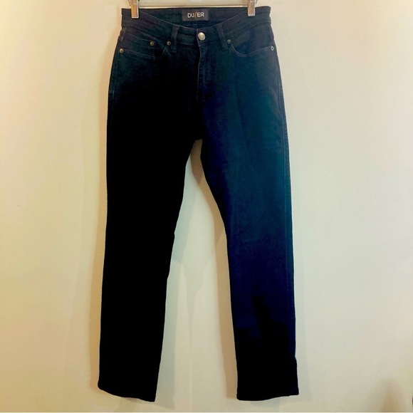 DU/ER DuEr Sz 28 x 30 L2X Relaxed Fit Straight  Leg 5 Pocket Black Jeans - Picture 2 of 11
